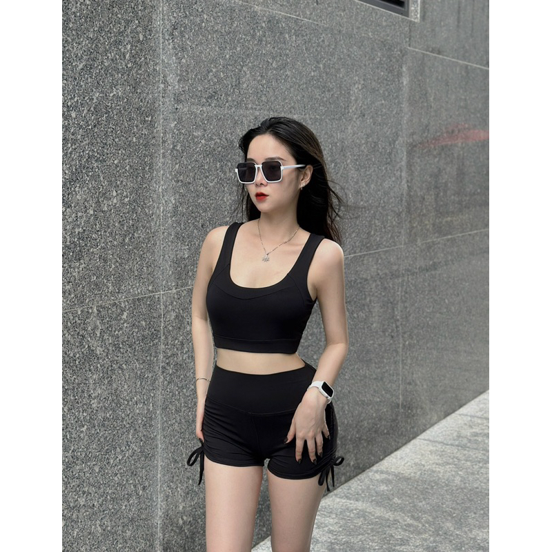 Áo croptop bra kèm mút tập gym yoga aerobic chất co giãn thấm hút mồ hôi