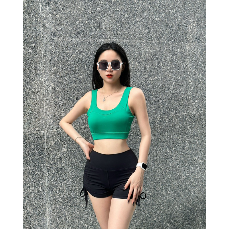 Áo croptop bra kèm mút tập gym yoga aerobic chất co giãn thấm hút mồ hôi