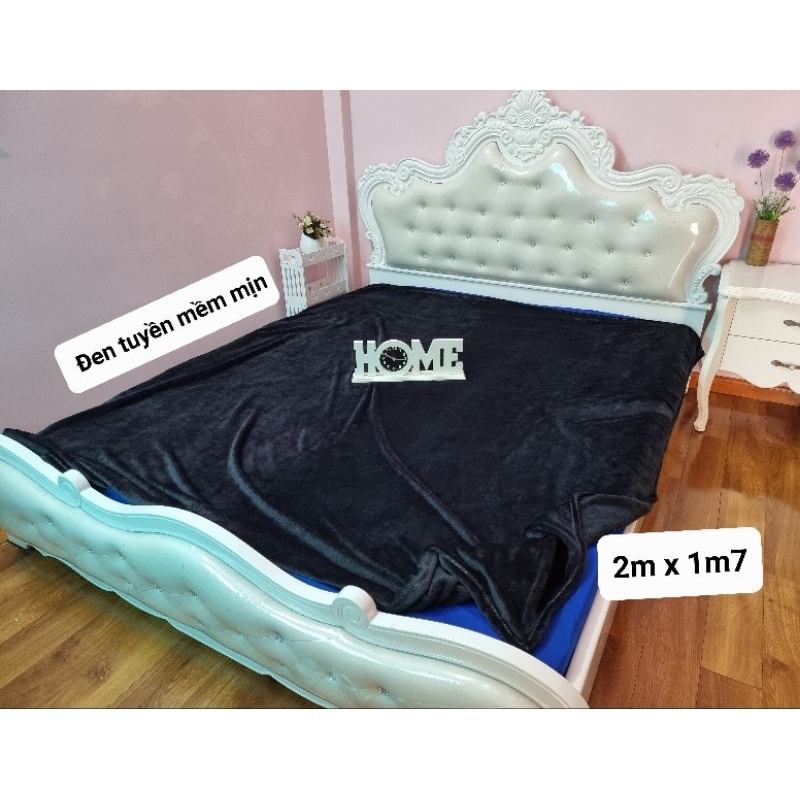Chăn mền Campuchia tuyết nhung màu đen, siêu mịn đẹp, chăn mền đen mịn