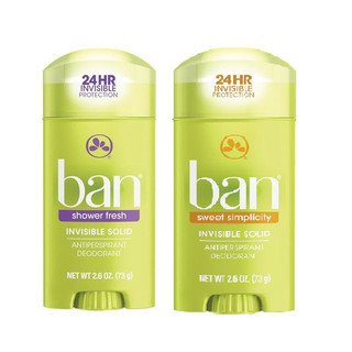 Lăn khử mùi unisex Ban Antiperspirant Deodorant Invisible Solid Sweet Simplicity/Shower Fresh/Unscented 73g (Mỹ)