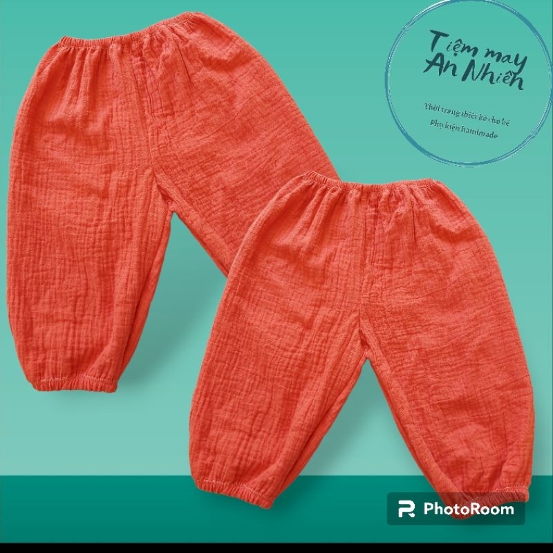 quần bom gấu vải xô muslin