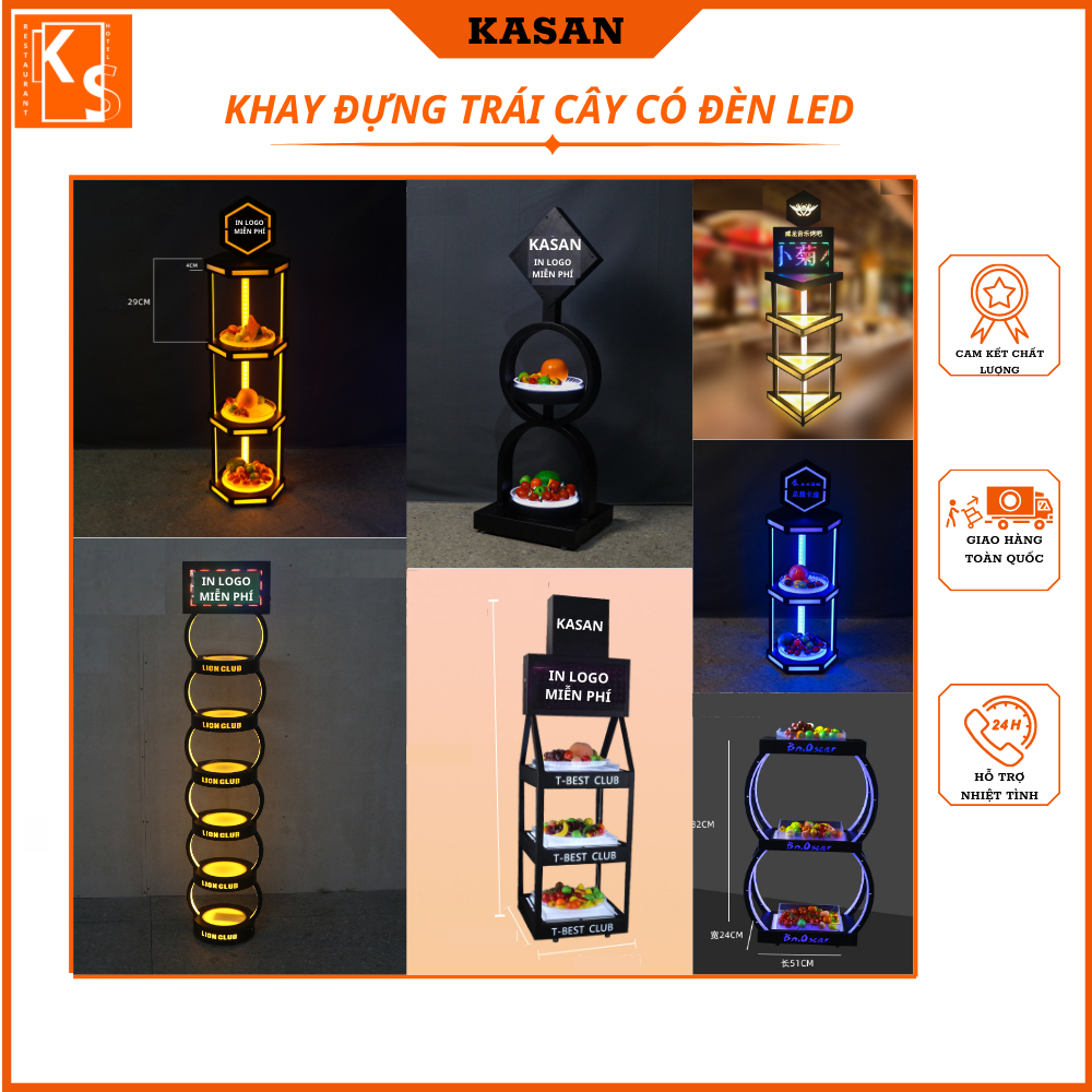 Khay đựng trái cây, bánh kẹo có đèn LED. Khay đựng hoa quả nhiều tầng trang trí quầy bar, hộp đêm KTV, khách sạn mẫu cao