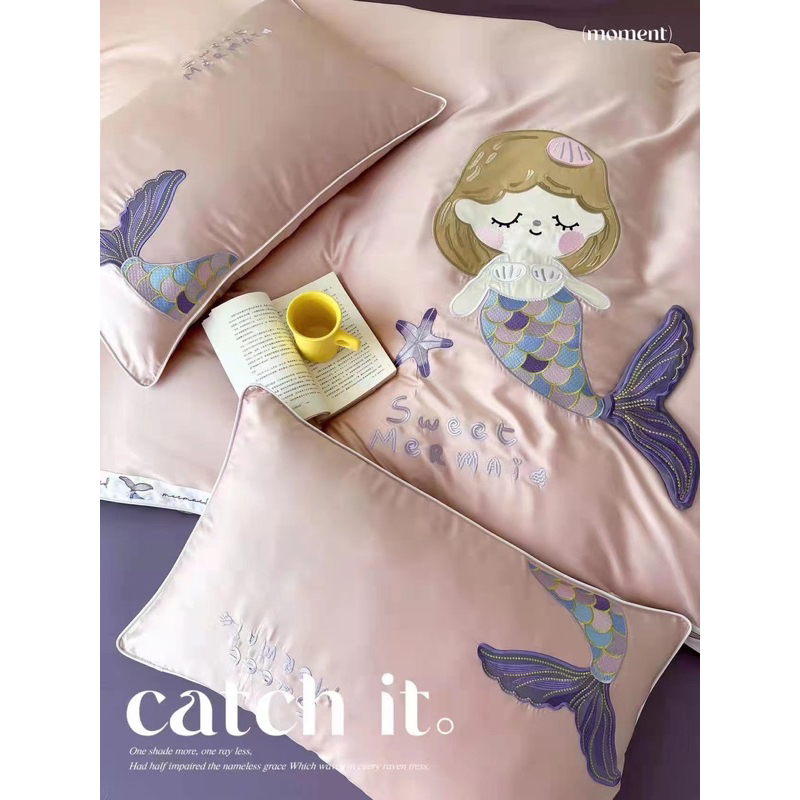 Sét Chăn ga nàng tiên cá Cute dễ thương tence 100s mềm mại dễ thương cho bé