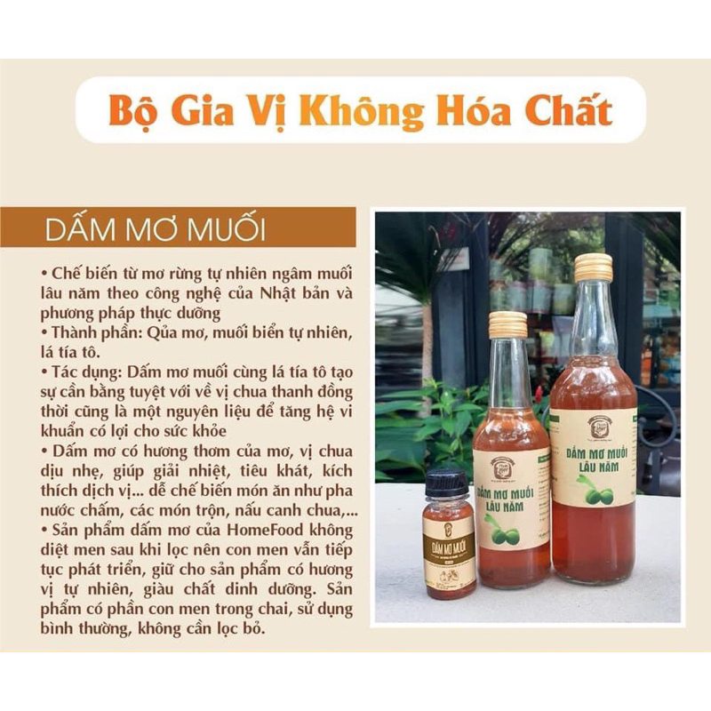 Dấm mơ muối lá tía tô Homefood - chai 500ml