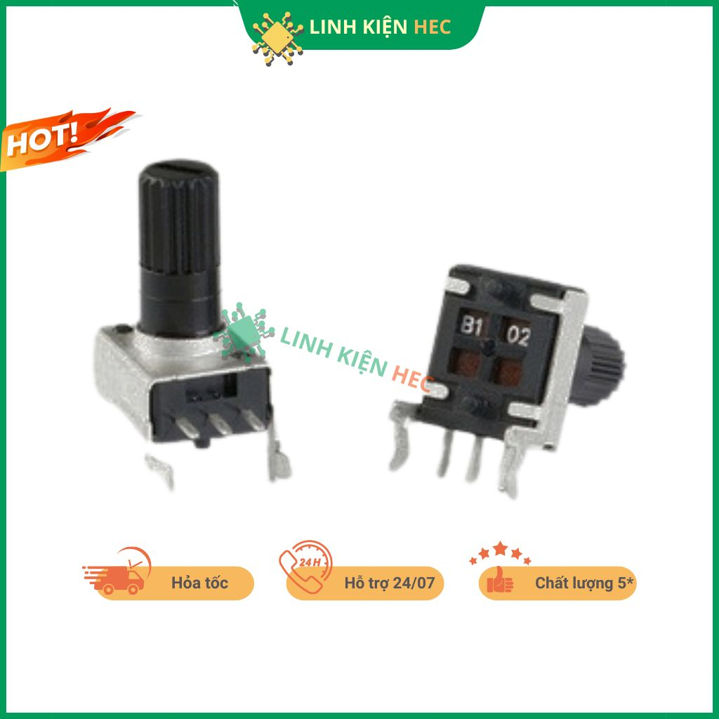 Chiết áp đơn RV09 3 chân nằm 1K - 100K linh kiện hec