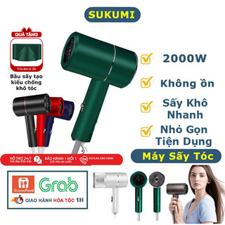 Máy sấy tóc tạo kiểu công suất 2000W làm tóc khô nhanh, máy sấy tóc mini cầm tay - Tặng kèm đầu sấy tạo kiểu