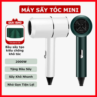 Máy sấy tóc mini tạo kiểu công suất lớn 2000W sấy khô nhanh, máy sấy tóc cầm tay 2 chế độ - Tặng đầu sấy tạo kiểu