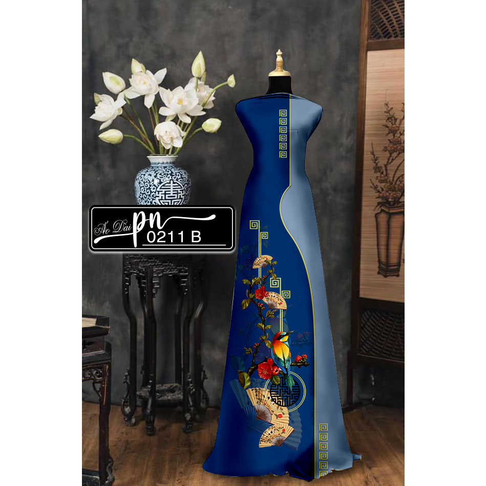 Vải may áo dài/đầm váy...PN0211 - họa tiết như hình được in 3D sắc nét - màu sắc tươi đẹp trên nền vải mềm mịn - co giãn