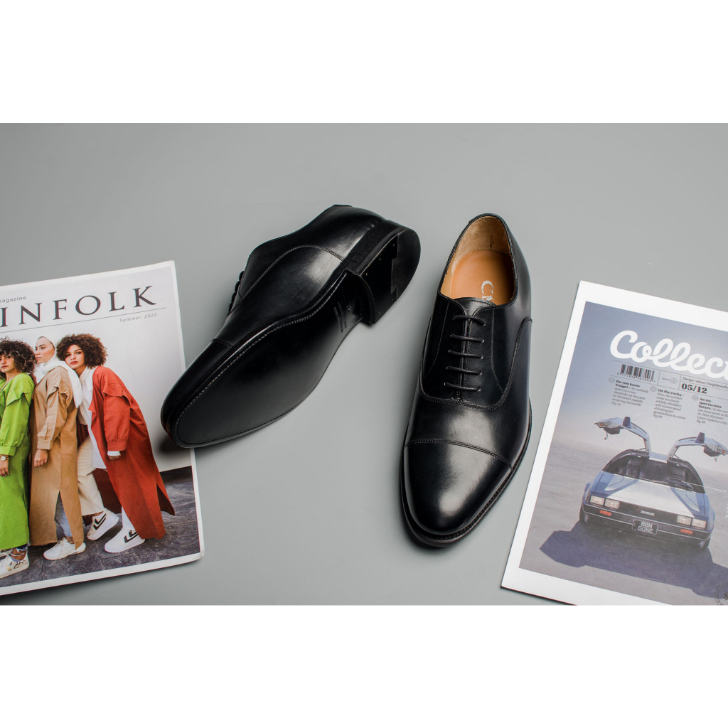 Giày Tây Nam Buộc Dây Kiểu Dáng Oxford Thời Trang Công Sở Chất Liệu Da Bê Nhập Khẩu Cao Cấp