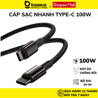 Dây sạc nhanh type c 100W Baseus Tungsten cáp dù chống đứt gãy cho dòng android samsung xiaomi