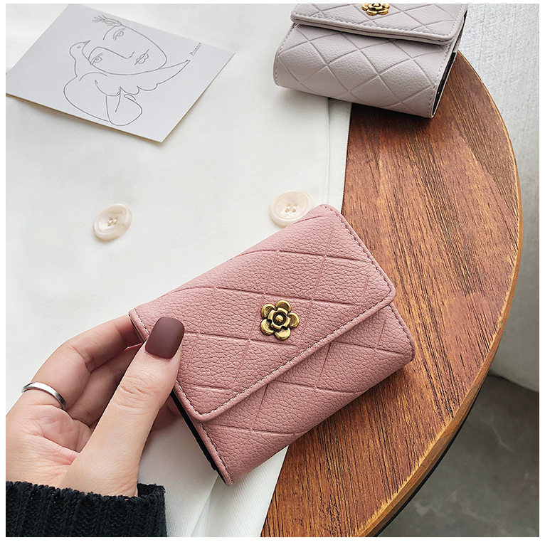 Ví card nữ cầm tay đựng thẻ mini nữ ROSE da mềm họa tiết quả trám sang trọng 18C