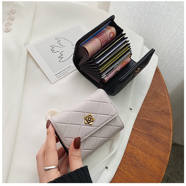 Ví card nữ cầm tay đựng thẻ mini nữ ROSE da mềm họa tiết quả trám sang trọng 18C