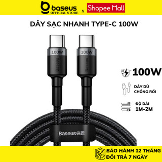 Dây sạc nhanh type c 100W chính hãng Baseus Cáp dù siêu bền type c to type c samsung xiaomi dài 2m 1m