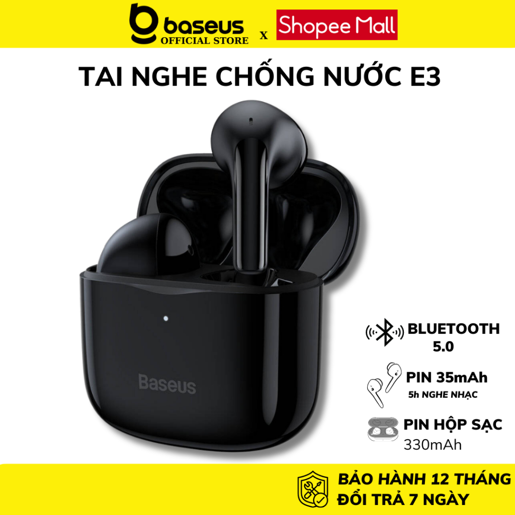 Tai nghe Bluetooth Baseus Bowie E3 Kết nối 5.0 Gaming Earbuds Dung lượng pin khủng thiết kế nhỏ gọn tiện lợi