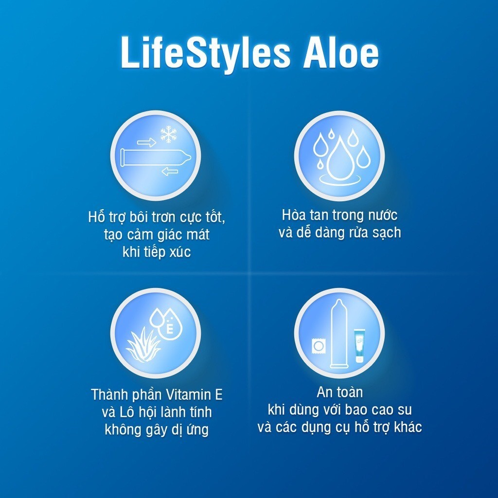 Gel Bôi Trơn Quan Hệ Gốc Nước LifeStyles Aloe Lubricant Tinh Chất Lô Hội Lành Tính Cảm Giác Mát Lạnh - Tuýp/50ml