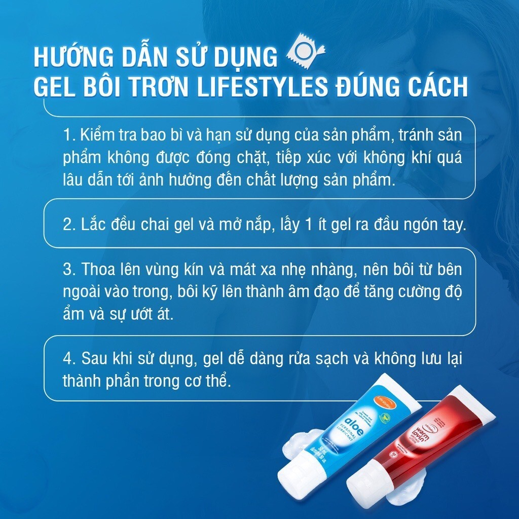 Gel Bôi Trơn Quan Hệ Gốc Nước LifeStyles Aloe Lubricant Tinh Chất Lô Hội Lành Tính Cảm Giác Mát Lạnh - Tuýp/50ml