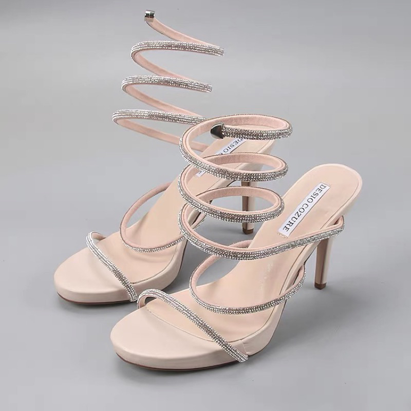 ORDER 🌺 Giày cao gót quai đá mảnh dây quấn 10cm - xuất Âu 36-41