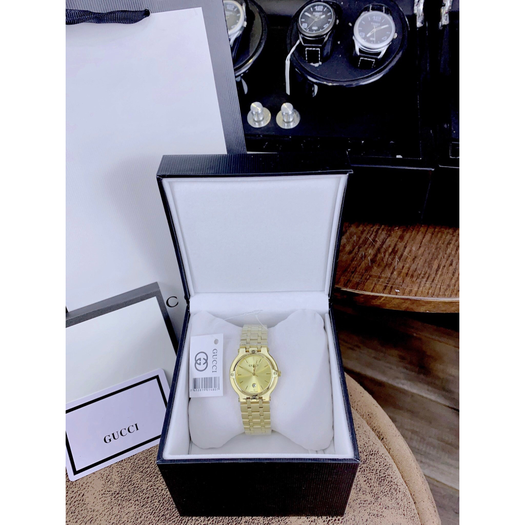 Đồng hồ nữ cao cấp Guci Quartz S-Steel Dial Two-Tone Watch 9000M, Size 32mm, Full box, Luxury Diamond Watch