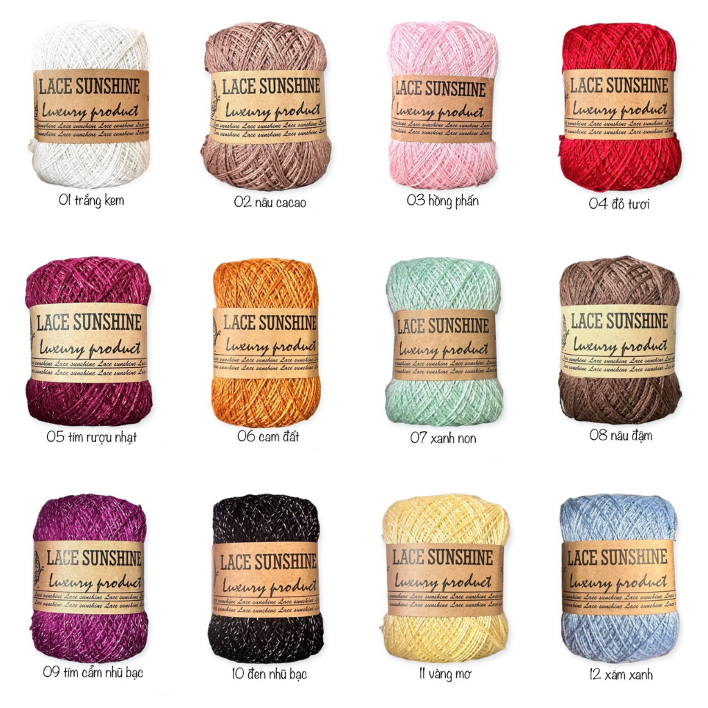 Sợi Lace Sunshine kim tuyến 0.8mm màu 1-50