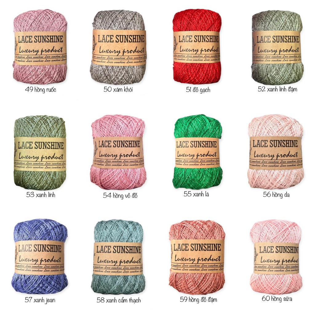 Sợi Lace Sunshine kim tuyến 0.8mm màu 51-65