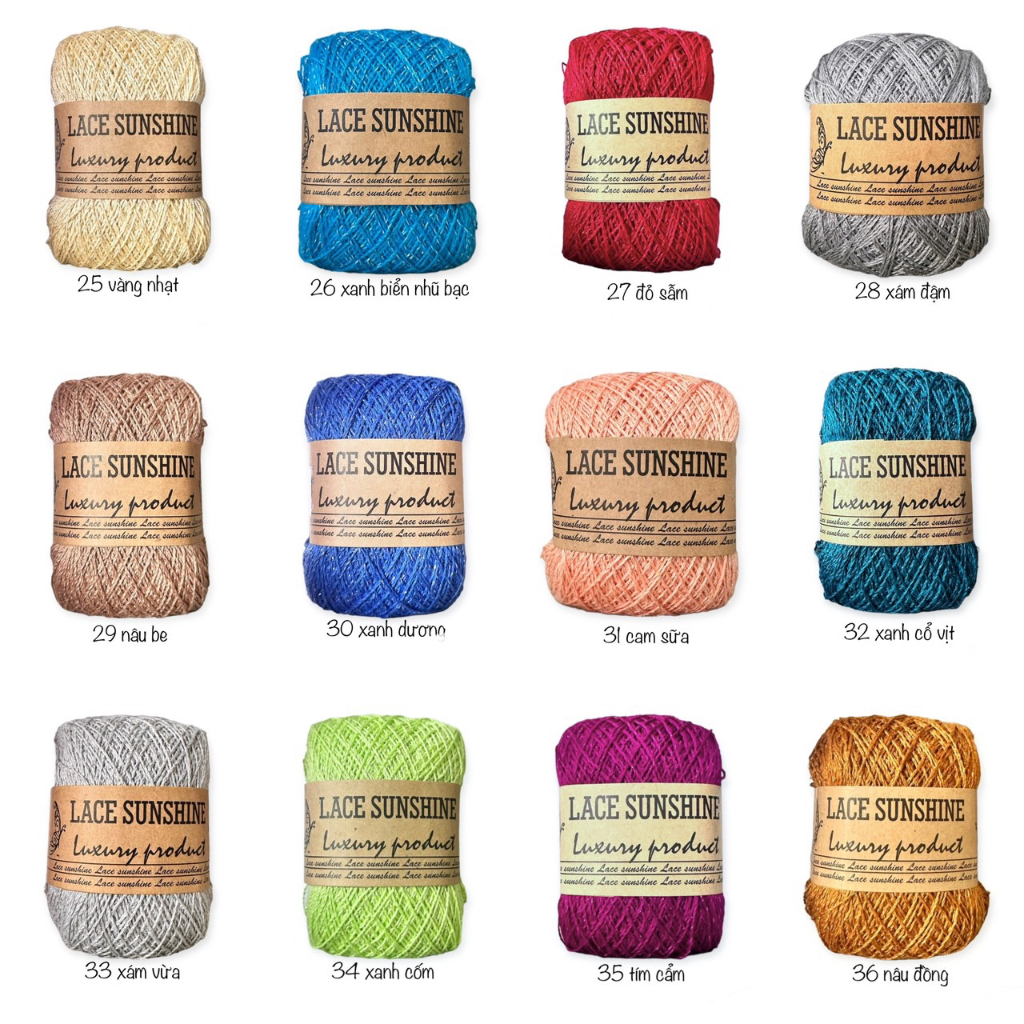 Sợi Lace Sunshine kim tuyến 0.8mm màu 1-50