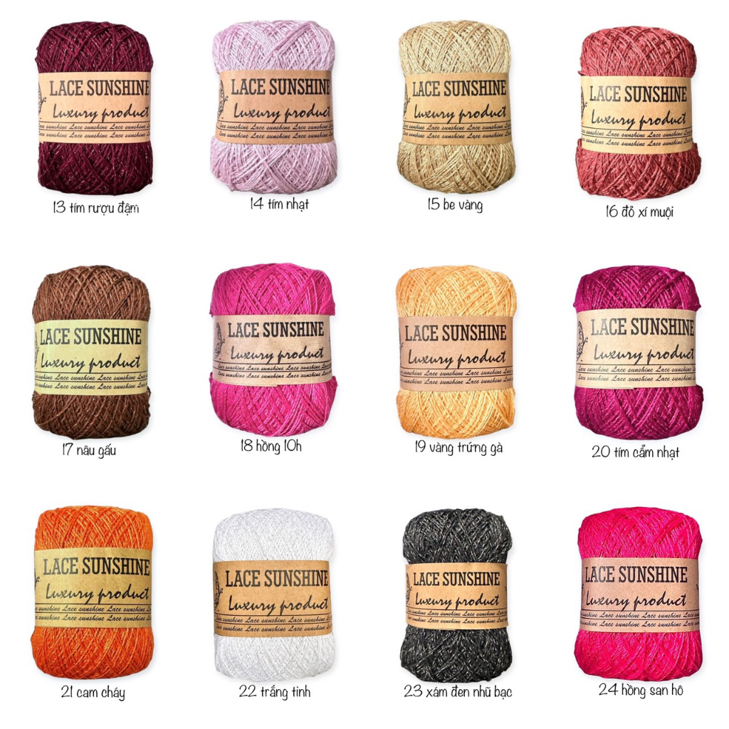 Sợi Lace Sunshine kim tuyến 0.8mm màu 1-50