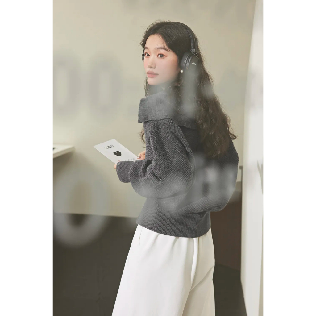 Áo len dệt kim khóa kéo hàng xuất Kuose