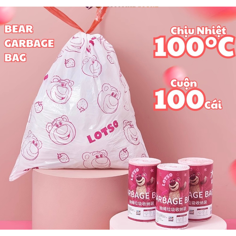 Cuộn 100 Túi Rác Gấu Đỏ Chịu Nhiệt Chịu Nặng Có Quai Xách/ Khăn Ướt Vịt Vàng Nội Địa Trung