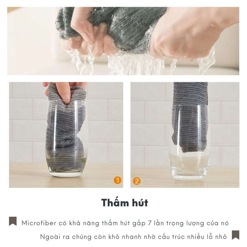 Khăn lau tay treo bếp vải microfiber có móc treo sang trọng, khăn lau bếp cao cấp có móc treo siêu thấm