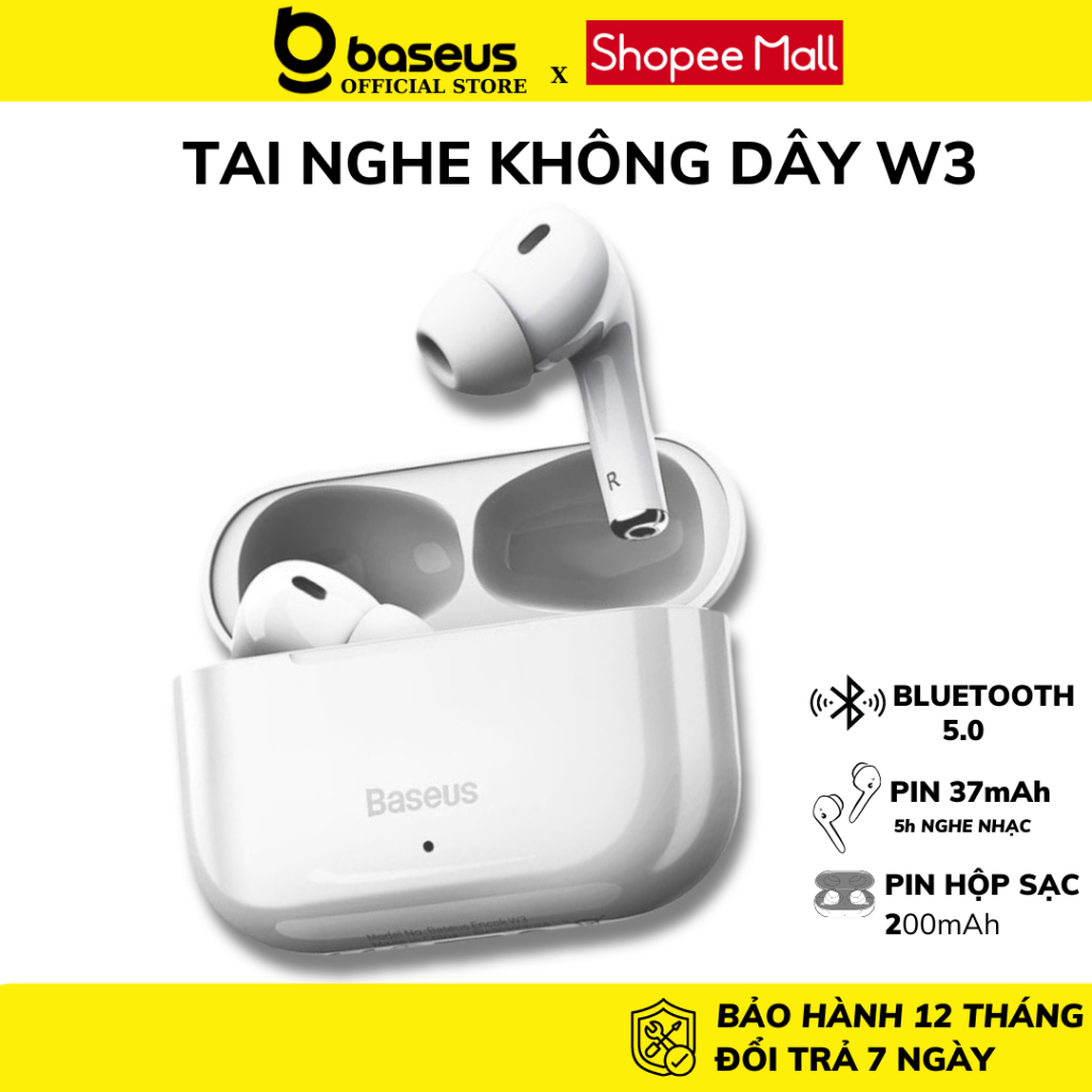Tai nghe Bluetooth Baseus Encok W3 TWS Bluetooth 5.0 siêu nhạy, ổn định và tiết kiệm pin