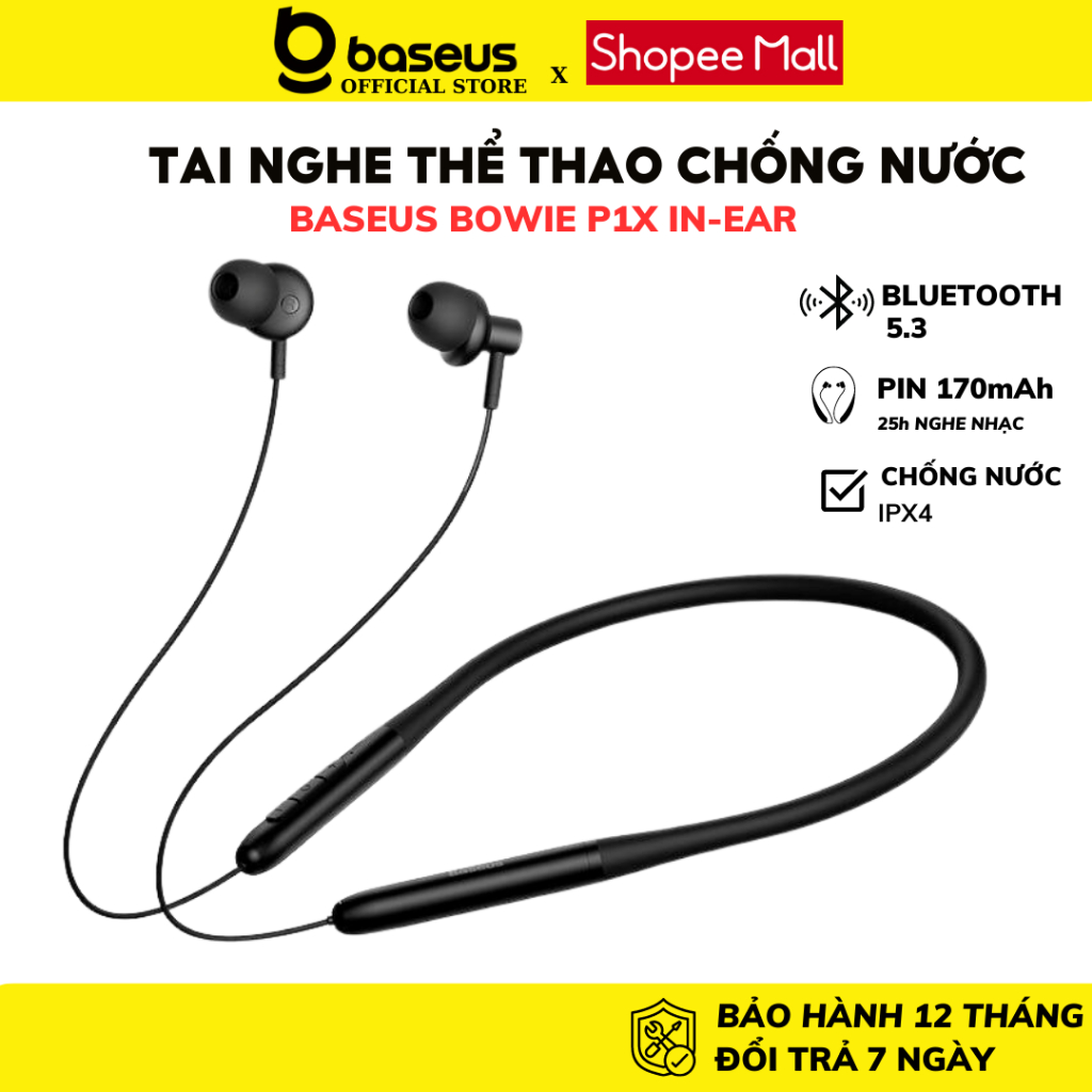 Tai nghe không dây thể thao Baseus Bowie P1x  Bluetooth 5.3 Pin 25h Đeo Cổ Chống Nước cho smartphone