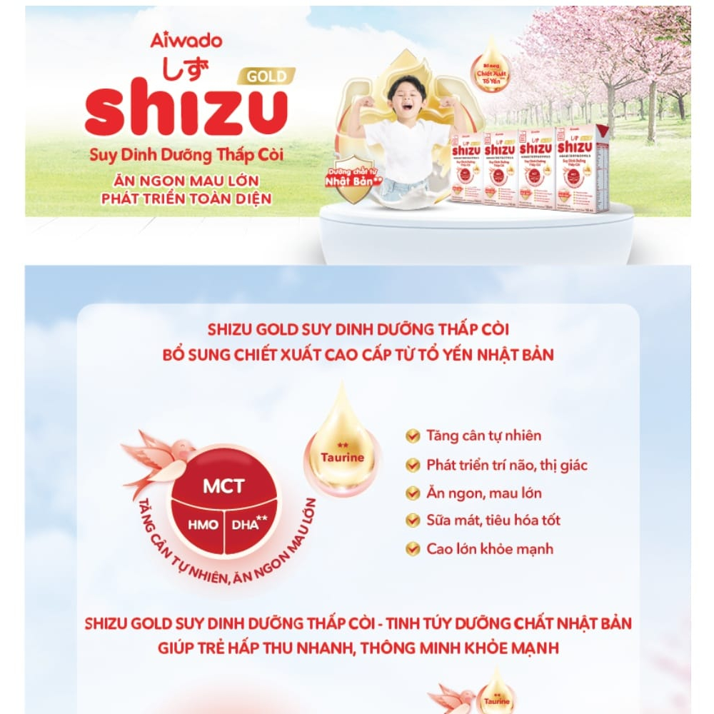 Thùng Aiwado Shizu Gold Suy Dinh Dưỡng Thấp Còi 180ml