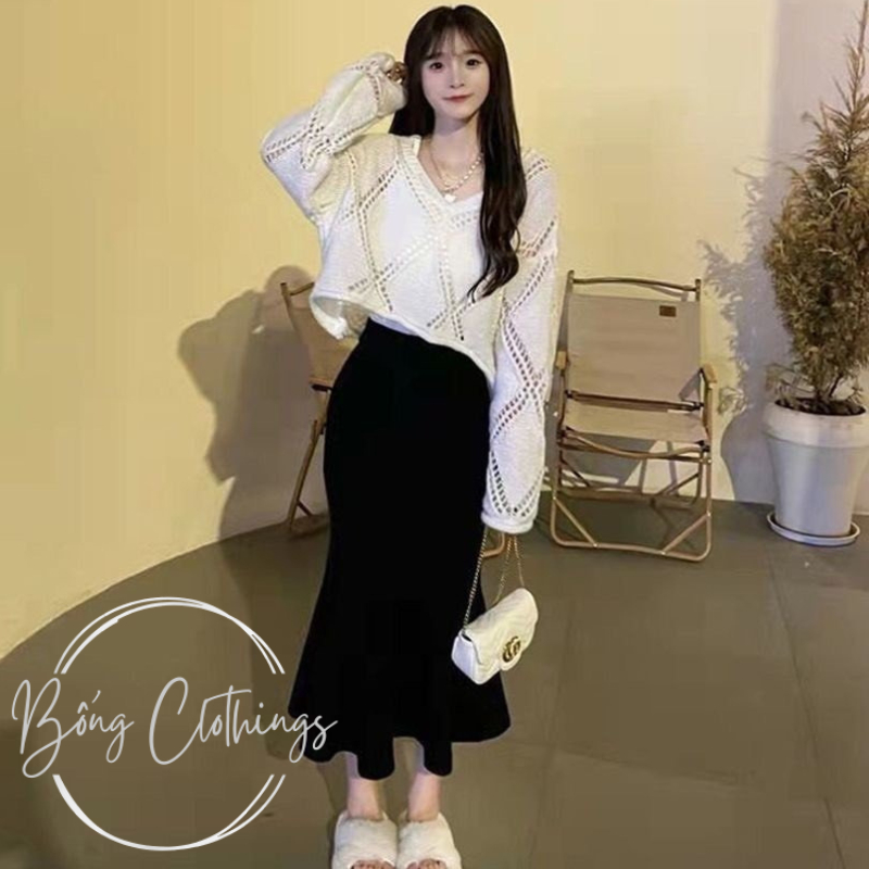 Chân Váy Đuôi Cá Dáng Dài, Váy Đuôi Cá Xẻ Tà Tôn Dáng Cực Xinh Chất Vải Co Giãn Dáng Midi Xòe | BigBuy360 - bigbuy360.vn