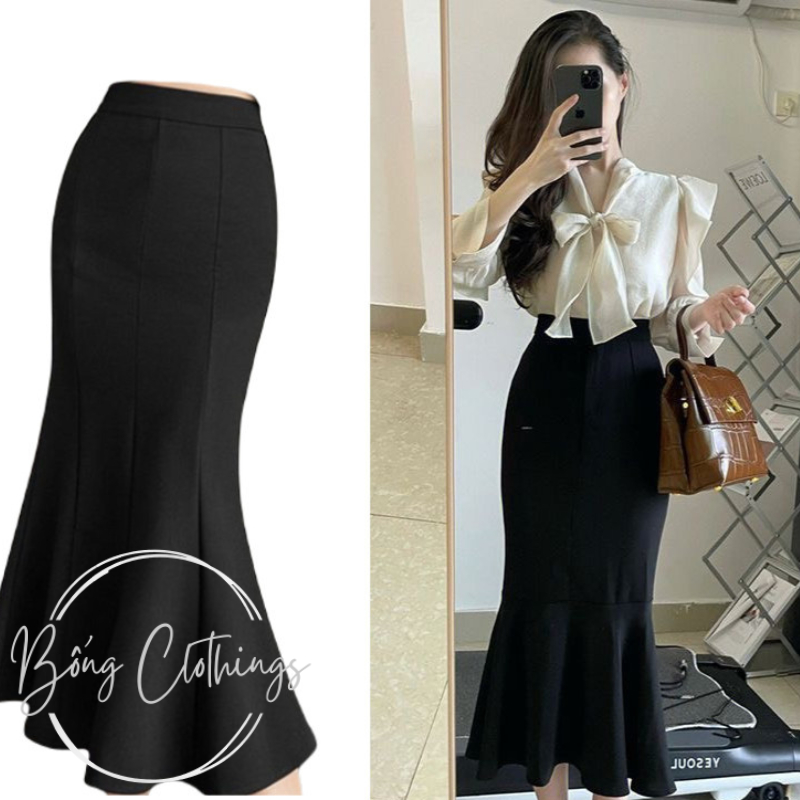 Chân Váy Đuôi Cá Dáng Dài, Váy Đuôi Cá Xẻ Tà Tôn Dáng Cực Xinh Chất Vải Co Giãn Dáng Midi Xòe | BigBuy360 - bigbuy360.vn