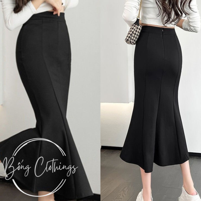Chân Váy Đuôi Cá Dáng Dài, Váy Đuôi Cá Xẻ Tà Tôn Dáng Cực Xinh Chất Vải Co Giãn Dáng Midi Xòe | BigBuy360 - bigbuy360.vn