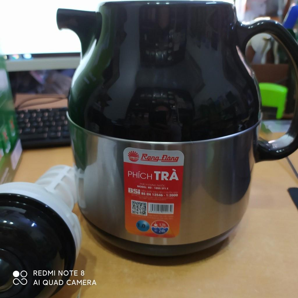 Phích pha trà giữ nhiệt 1 lít Vỏ INOX RẠNG ĐÔNG Model: RD 1055 ST1.E