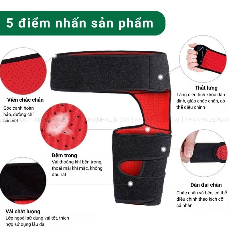 Đai Quấn Bảo Vệ Đùi, Bảo Vệ Xương Chậu, Bảo Vệ Khớp Háng Thoáng Khí Tránh Chấn Thương - Đệm Bảo Vệ Đùi