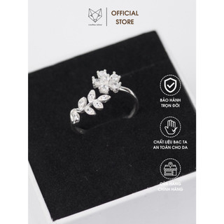 Nhẫn Nữ Bạc Ta CaoBac Silver Mặt Nhẫn Bạc Đính Đá Hình Hoa Năm Cánh Đính Đá Phối Lá Hở Cá Tính Quà Tặng Bạn Gái