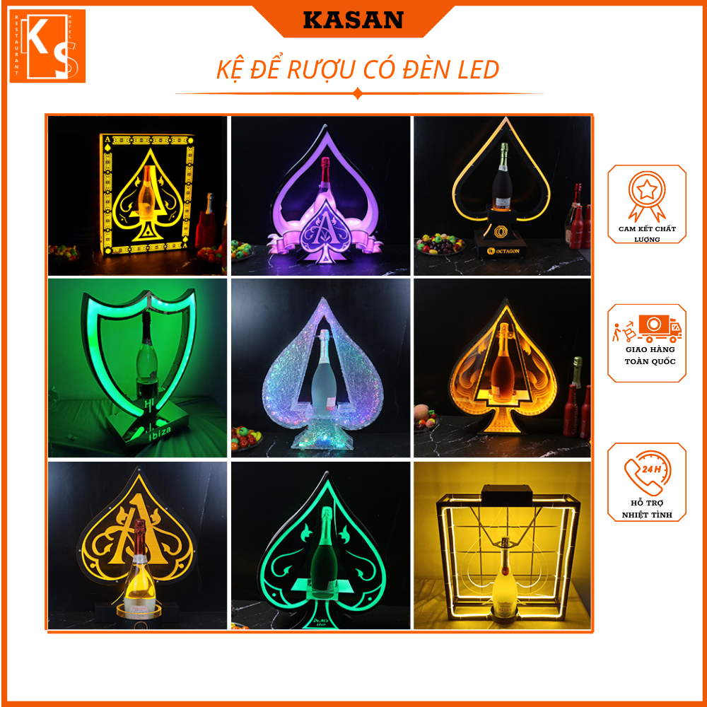 Kệ để rượu hình trái tim có đèn LED. giá đỡ, đế để rượu trưng bày cho Showroom Rượu, quán Bar, Vũ Trường rất ưa chuộng