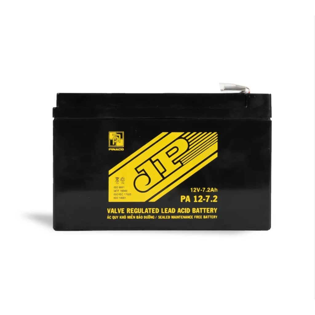 Bình ắc quy Xe đạp điện JP PA 12-7.2 | 12V - 7,2Ah, ắc quy xe đạp điện.