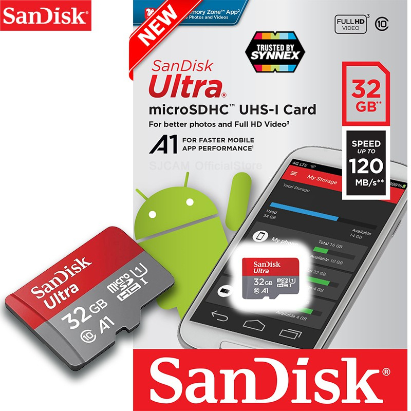 Thẻ Nhớ SanDisk 120MB/s 32GB/64GB/128GB 256G SD Micro Cho Điện Thoại Và Máy Tính Công suất lớn, linh hoạt và nhỏ gọn