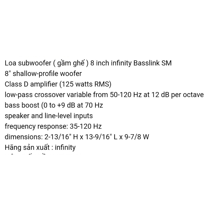 Loa bass gầm ghế INFINITY lắp trên ô tô !