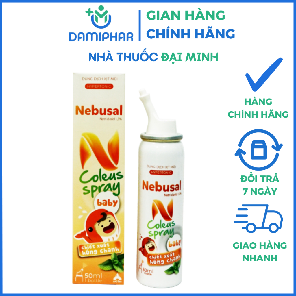 Xịt Mũi Nebusal Coleus Spray Baby Lọ 50ml - Giảm Nghẹt Mũi Cho Bé