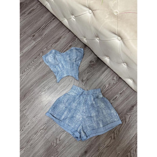 set jean áo cúp quần đùi có mut
