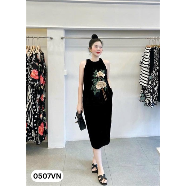 Váy Nhung The Thêu Hoa 0507VN