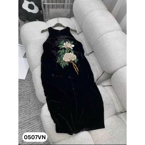Váy Nhung The Thêu Hoa 0507VN
