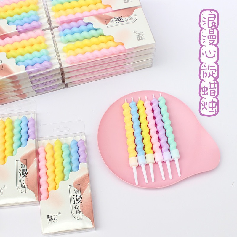 - Nến xoắn to cầu vồng - Trang trí bánh sinh nhật bánh kem