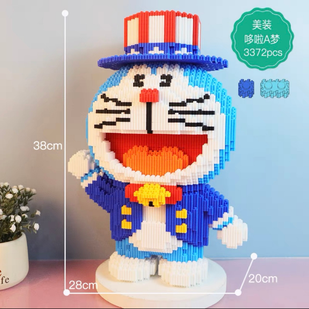 Mô hình lắp ráp Doraemon ảo thuật gia, Đồ chơi xếp hình Doraemon tặng kèm búa