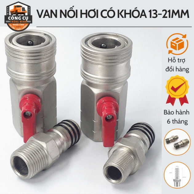 Van Hơi Có Khoá Ren 13mm Và 21mm, Van Nối Hơi Có Khóa, Đóng Mở Linh Hoạt, Dễ Sử Dụng