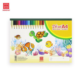 Vở vẽ A4 Hồng Hà dán gáy /lò xo  ( giấy nâu sần) 20 tờ